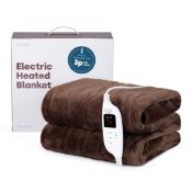 RRP £50.87 LIVIVO Heated Electric Over Blanket Soft Chocolate