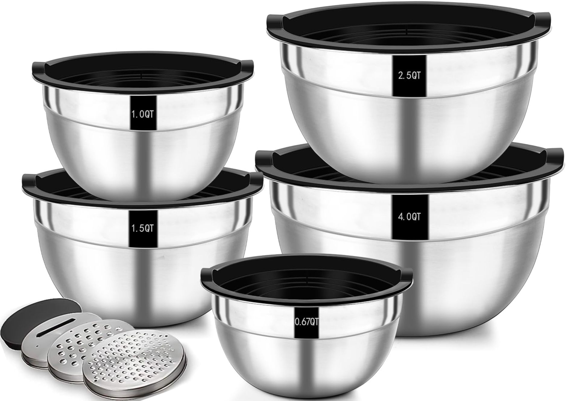 RRP £6.16 Wildone Mixing Bowls with Airtight Lids