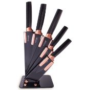 RRP £19.66 Kitchen Knife Block Set Copper 5 Piece Set with Knives