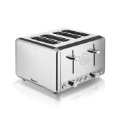 RRP £65.65 Swan ST14064N 4 Slice Toaster, Polished Stainless Steel, 1850 W