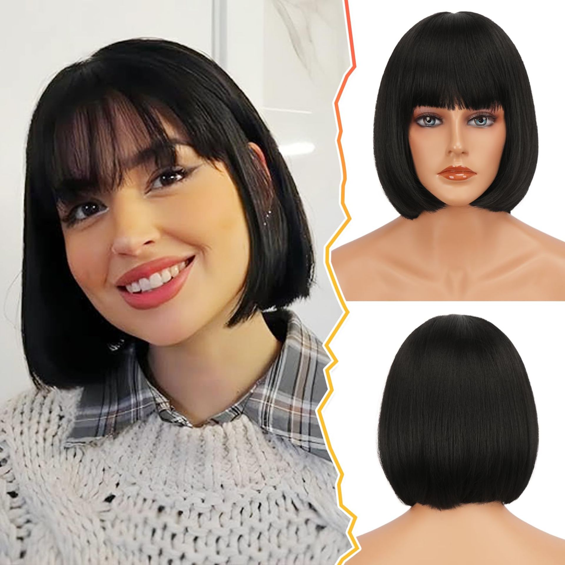 RRP £22.82 BARSDAR Black Wig with Bangs