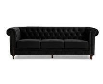 RRP £347.00 Bravich Chesterfield Black Velvet Three Seat Sofa