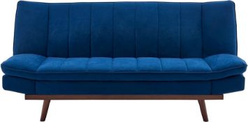 RRP £297.00 Bravich Mondaine 3 Seater Sofa Bed - Navy Blue. Velvet Fabric Click Clack Sofa Bed, Recl