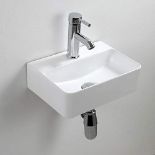 RRP £59.28 White Ceramic Vessel Sink Rectangle Compact Bathroom