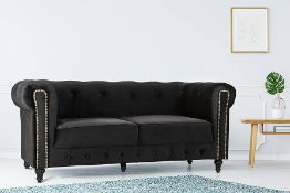 RRP £347.00 Bravich Chesterfield Black Velvet Two Seater Sofa