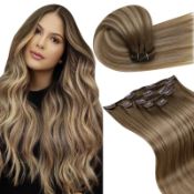 RRP £34.24 LaaVoo Clip in Hair Extensions Real Human Hair 5pcs
