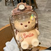 RRP £19.40 DKIIL NOIYB 1400ml Kawaii Bear Water Bottle With Straw