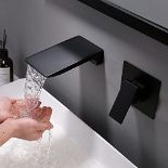 RRP £83.39 Wall Mounted Bath Taps Waterfall Spout Wall Taps Black