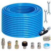 RRP £61.64 30M High Pressure Washer Hose Sewer Jetter Kit 5800PSI