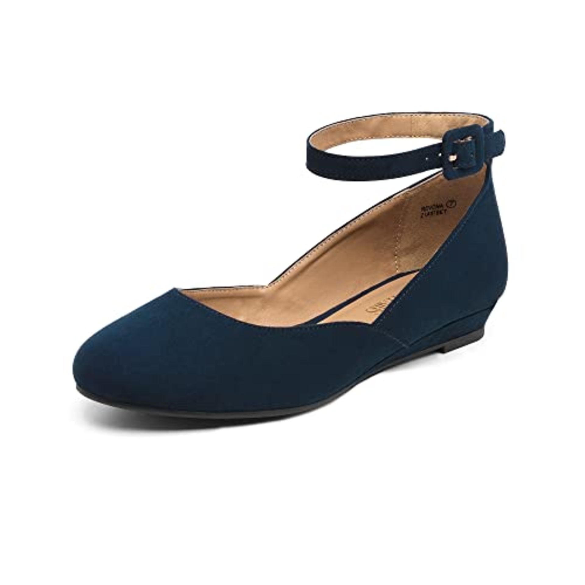 RRP £28.76 DREAM PAIRS Women's Revona Navy Suede Low Wedge Ankle