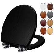 RRP £52.50 Fanmitrk Black Wooden Soft Close Toilet Seat