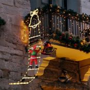 RRP £28.85 SelfTek Christmas Decorative Ladder Lights with Climbing Santa Claus