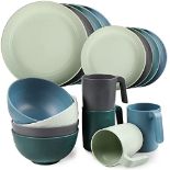 RRP £33.78 Greentainer Unbreakable Plastic Dinnerware Set