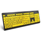 RRP £24.55 Large Print Computer Keyboard Wired USB High Visibility Keyboard