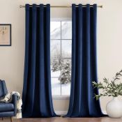 RRP £51.14 MIULEE Velvet Curtains Navy Blue Elegant Eyelet Curtains