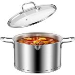 RRP £34.59 Lio SHAAR Stainless Steel Stock Pot with Glass Lid