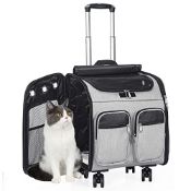 RRP £63.92 BQKOZFIN Pet Carrier Backpack with Detachable 4 Wheels