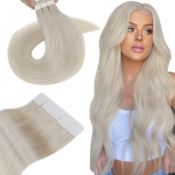 RRP £34.13 Hetto Tape in Hair Extensions Real Human Hair Tape
