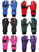 RRP £26.81 6 Pairs Kids Winter Gloves Waterproof Snow Ski Gloves