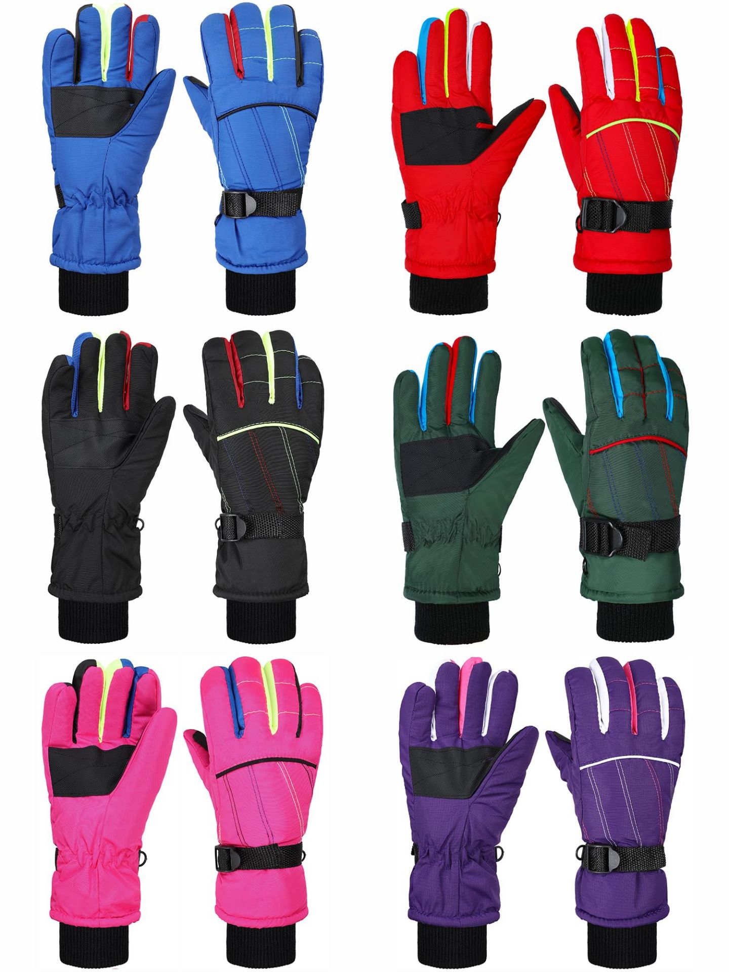 RRP £26.81 6 Pairs Kids Winter Gloves Waterproof Snow Ski Gloves