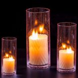 RRP £29.89 Hewory Hurricane Candle Holder: 3Pcs Glass Candle Holders