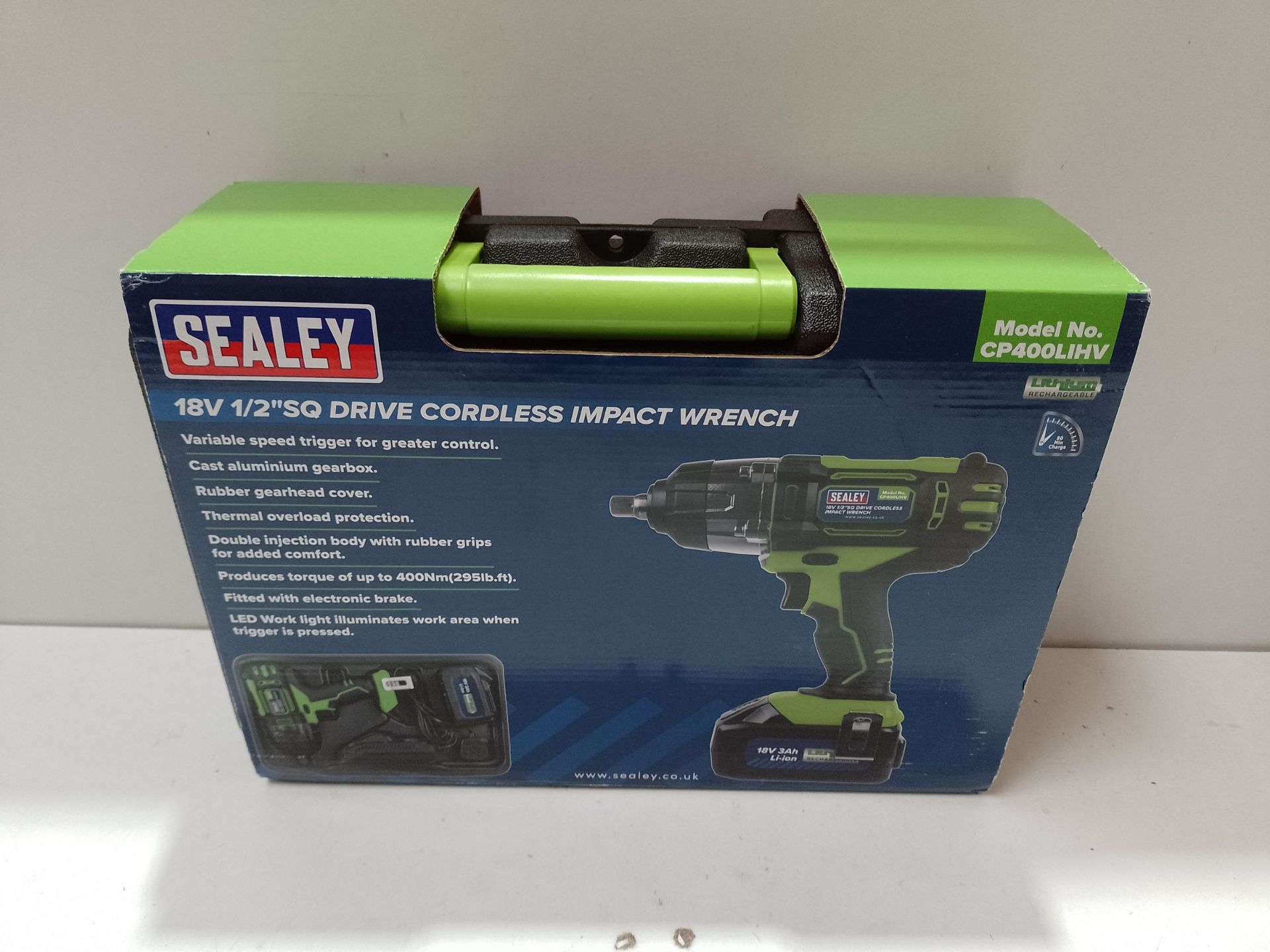 RRP £110.72 Sealey 18V 1/2" Sq Drive Cordless Impact Wrench - Green - Image 2 of 2