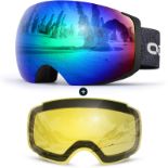 RRP £36.84 Odoland OTG Ski Goggles Set with Detachable Lens