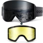 RRP £45.65 Odoland Ski Goggles Set with Detachable Magnetic Lens