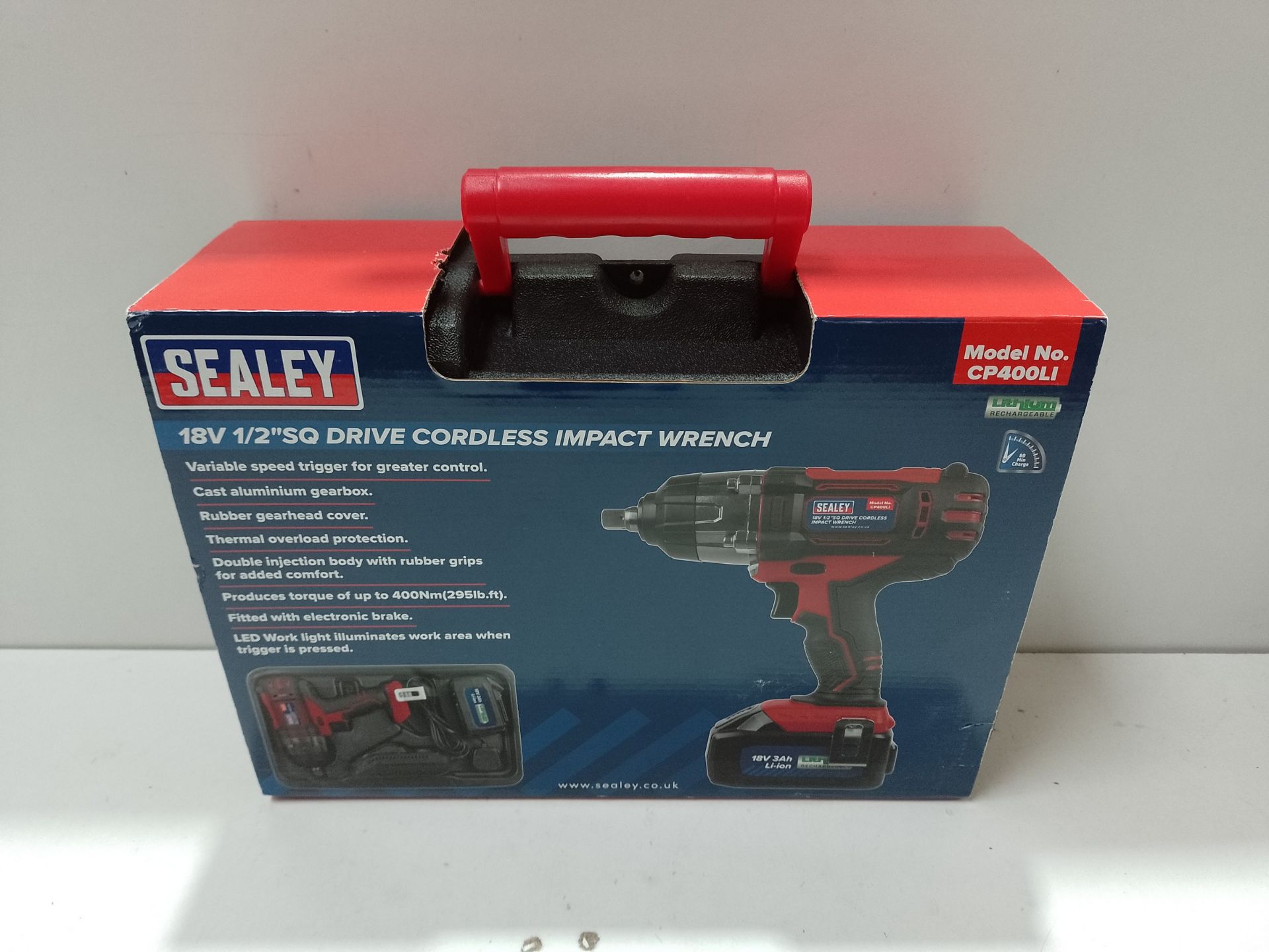 RRP £112.78 Sealey 18V 1/2" Sq Drive Cordless Impact Wrench - Red - Image 2 of 2