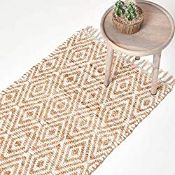 RRP £32.52 HOMESCAPES Geometric Hallway Runner Handwoven Natural