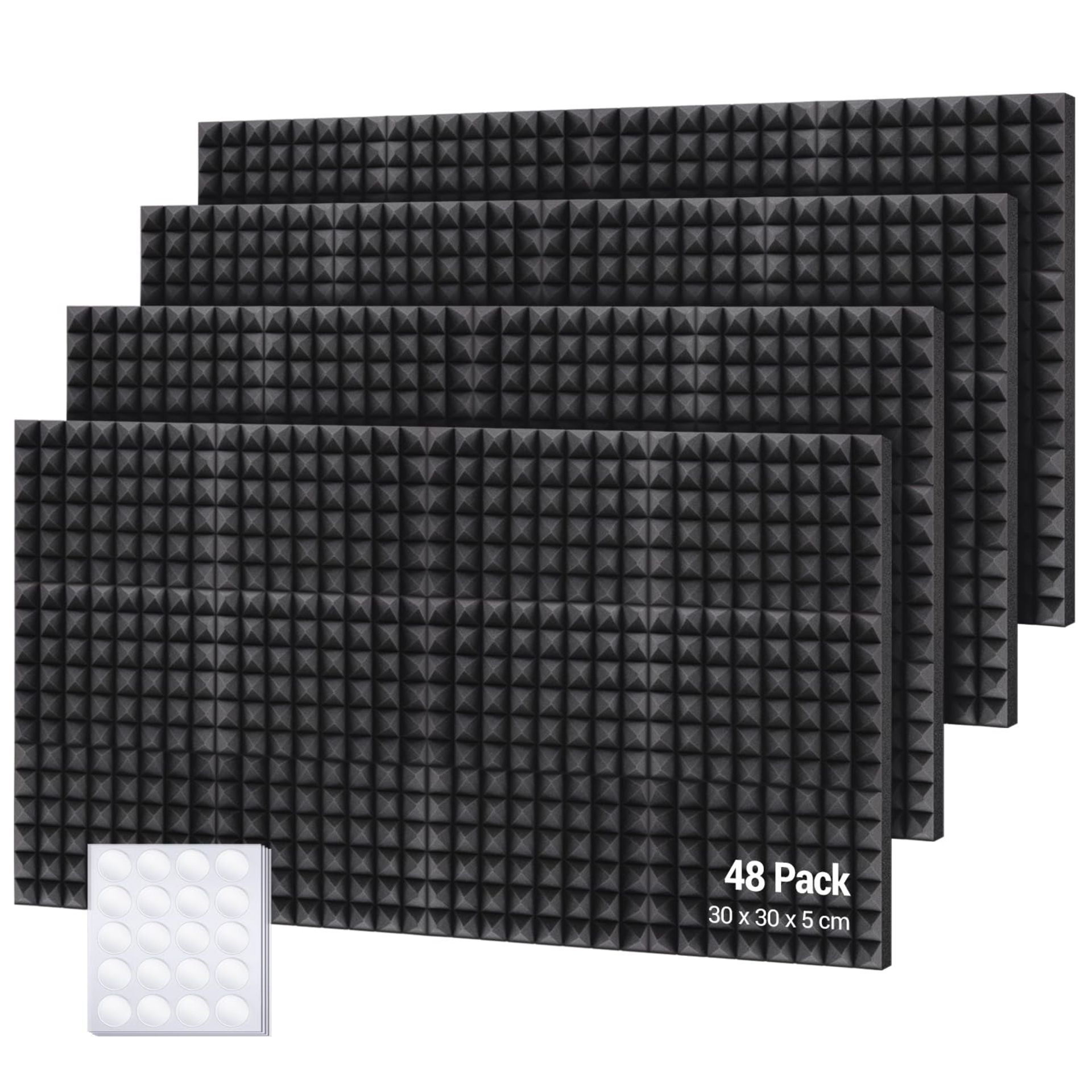 RRP £63.92 Ohuhu Acoustic Foam Panels 48 Pack with Double Sided Tape