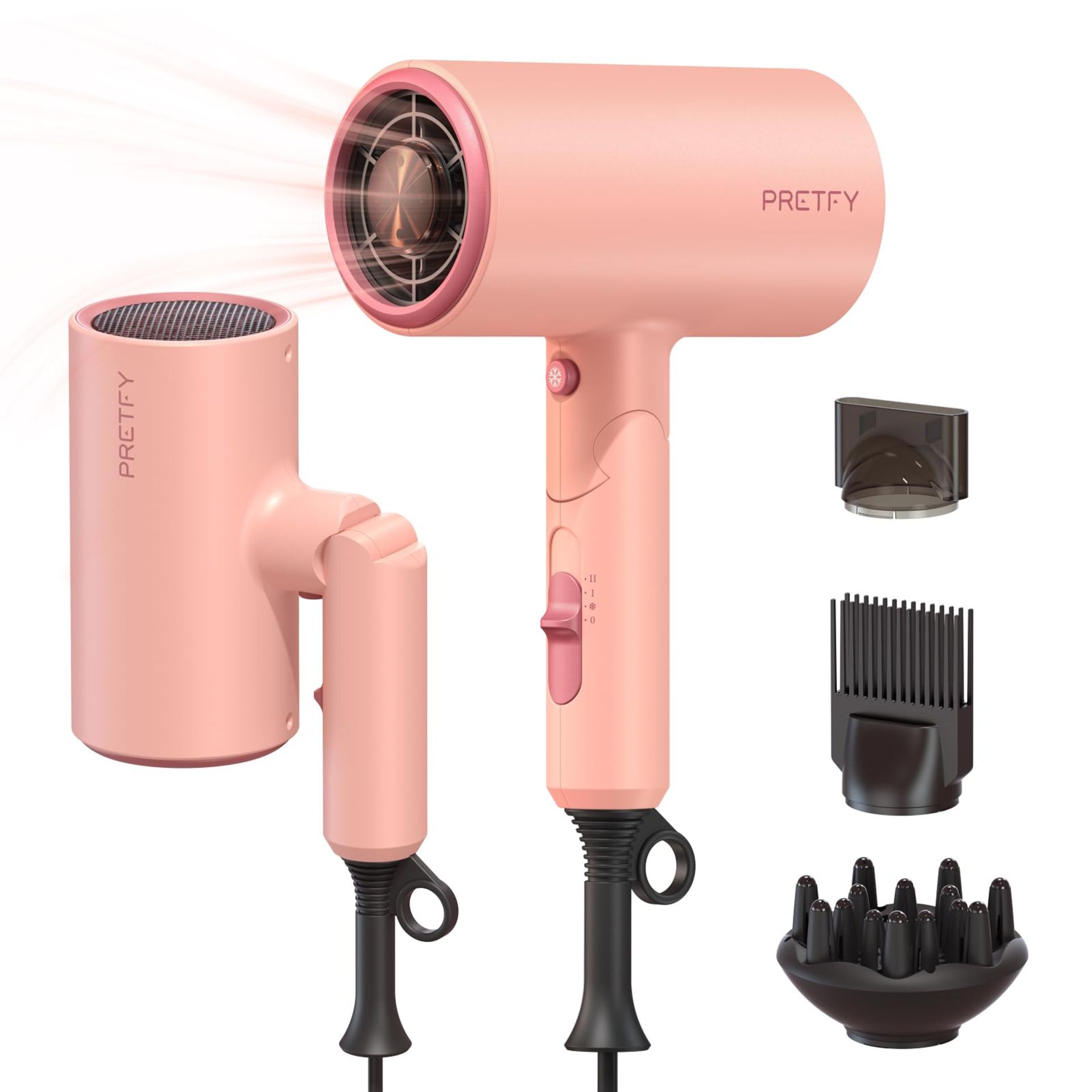 RRP £27.39 Pretfy Travel Hair Dryer with Diffuser