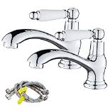 RRP £45.65 Maynosi Bathroom Basin Pillar Taps