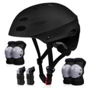 RRP £28.52 SAMIT 7 in 1 Kids Bike Helmet with Knee and Elbow Wrist Pads