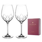 RRP £28.48 DIAMANTE Red Wine Glasses Pair Lotus Collection