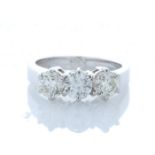 18ct White Gold Three Stone Claw Set Diamond Ring 1.52 Carats - Valued By GIE £22,330.00 - A