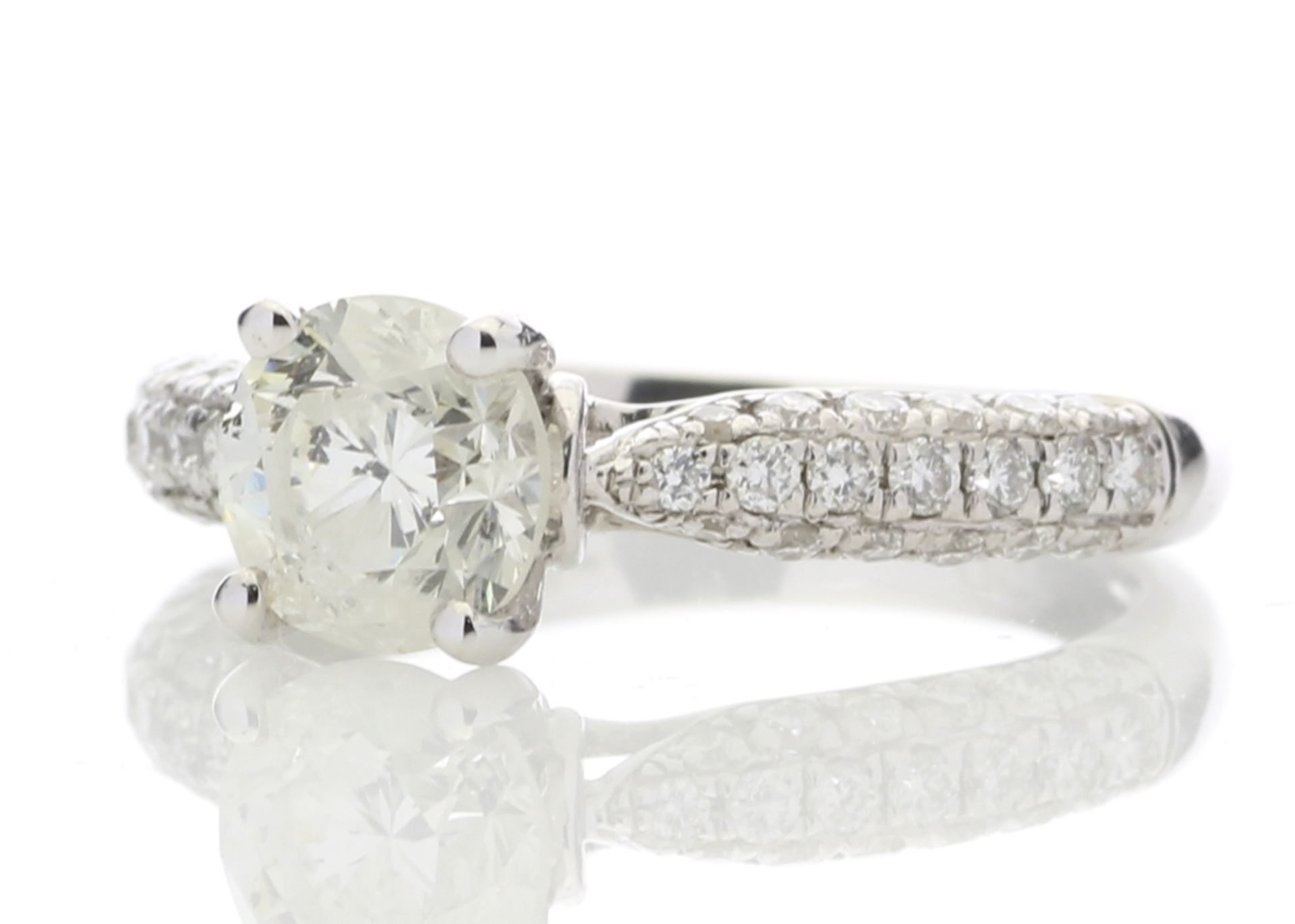 18ct White Gold Diamond Ring With Stone Set Shoulders 1.38 Carats - Valued By GIE £27,950.00 - A - Image 2 of 5