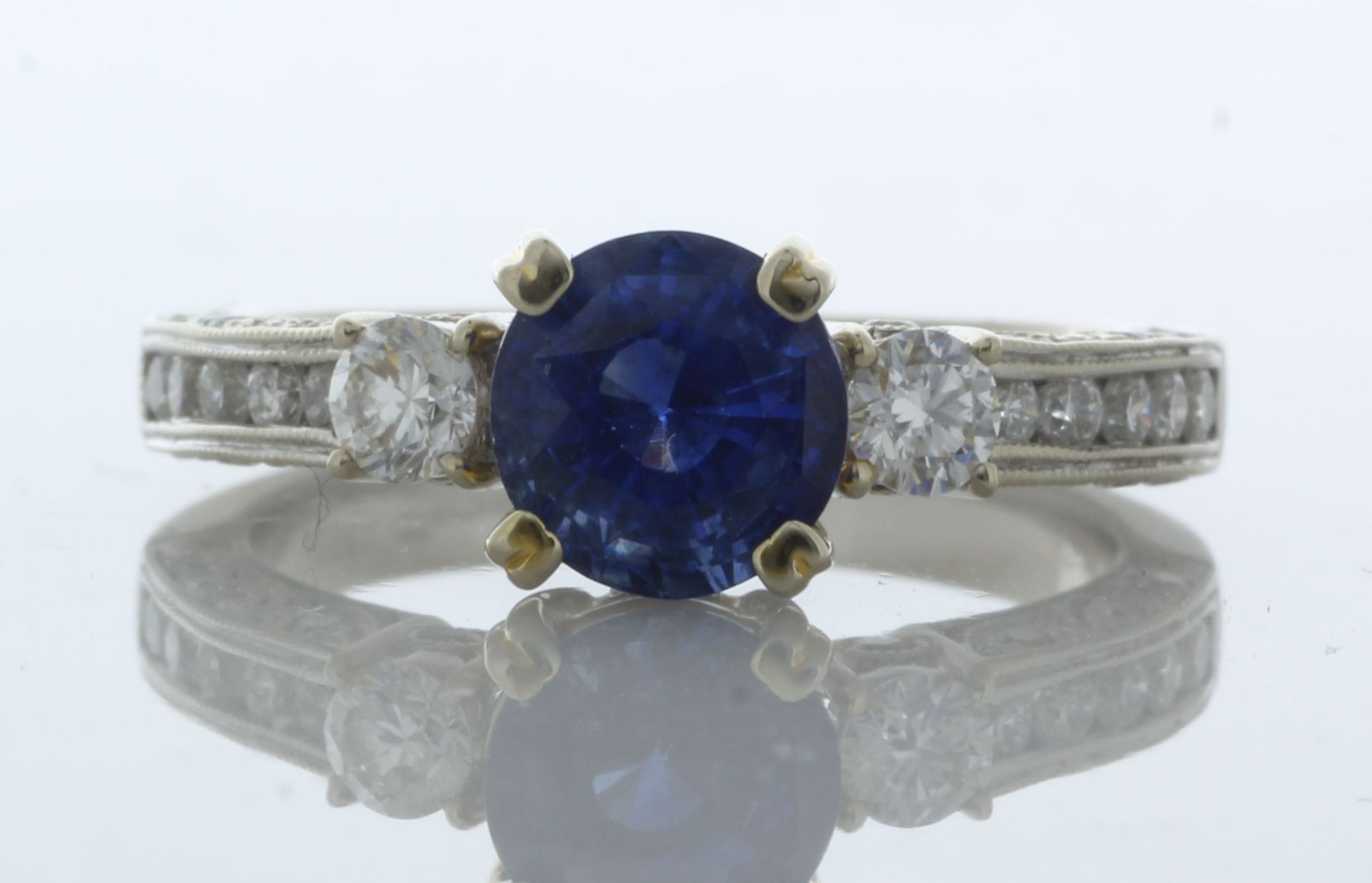 18ct White Gold Diamond And Sapphire Ring (S1.96) 0.45 Carats - Valued By GIE £12,100.00 - One round