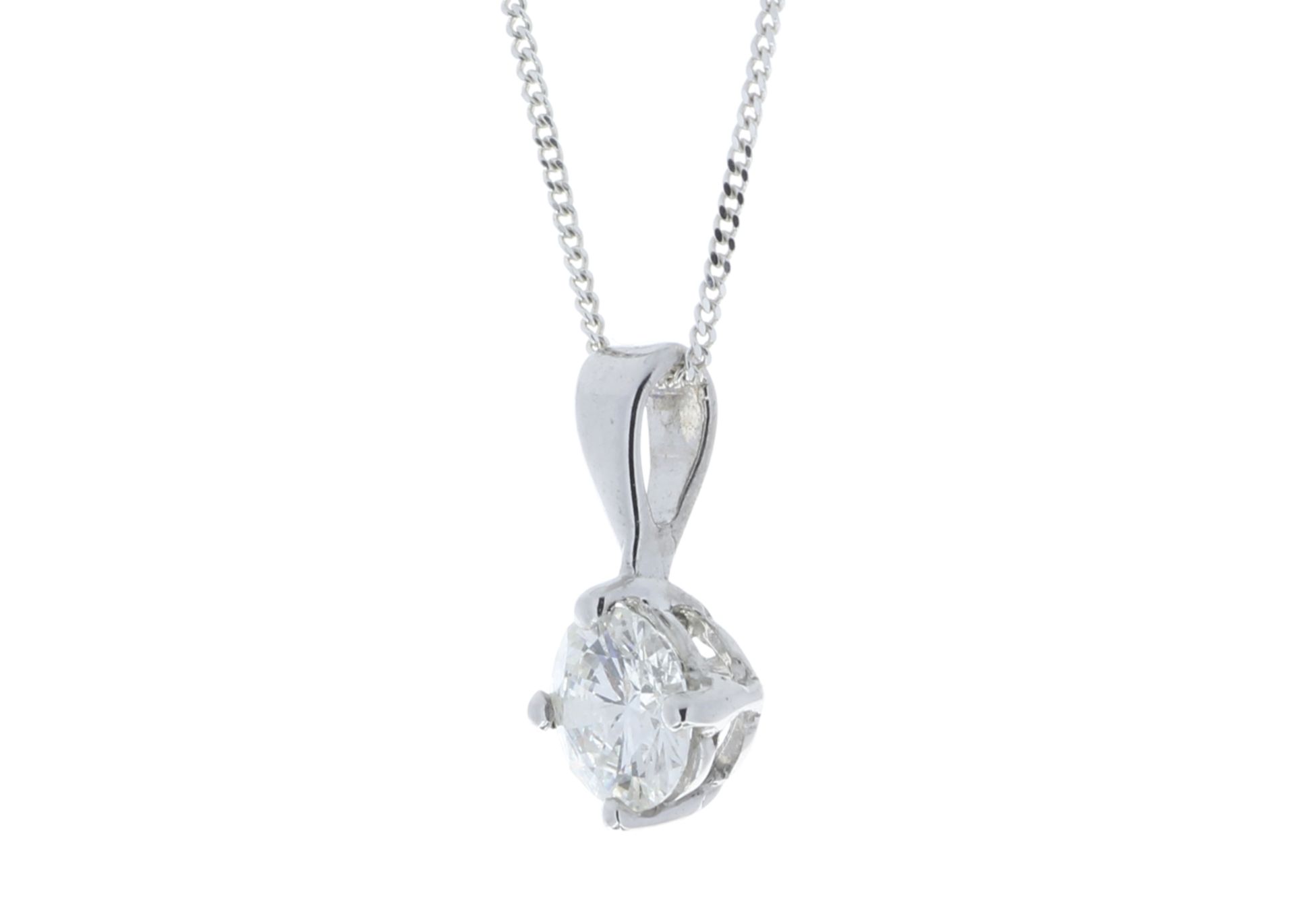 18ct White Gold Wire Set Diamond Pendant 0.80 Carats - Valued By AGI £13,455.00 - One round - Image 4 of 5