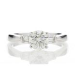 18ct White Gold Diamond Ring With Baguette 1.15 Carats - Valued By GIE £37,300.00 - A beautiful