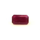 Loose Emerald Cut Ruby 6.38 Carats - Valued By GIE £9,340.00 - Colour-Red, Clarity-SI, Certificate
