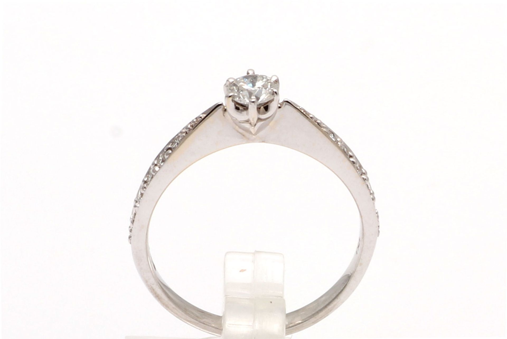 18ct White Gold Single Stone Diamond Ring With Stone Set Shoulders (0.28) 0.43 Carats - Valued By - Image 2 of 3