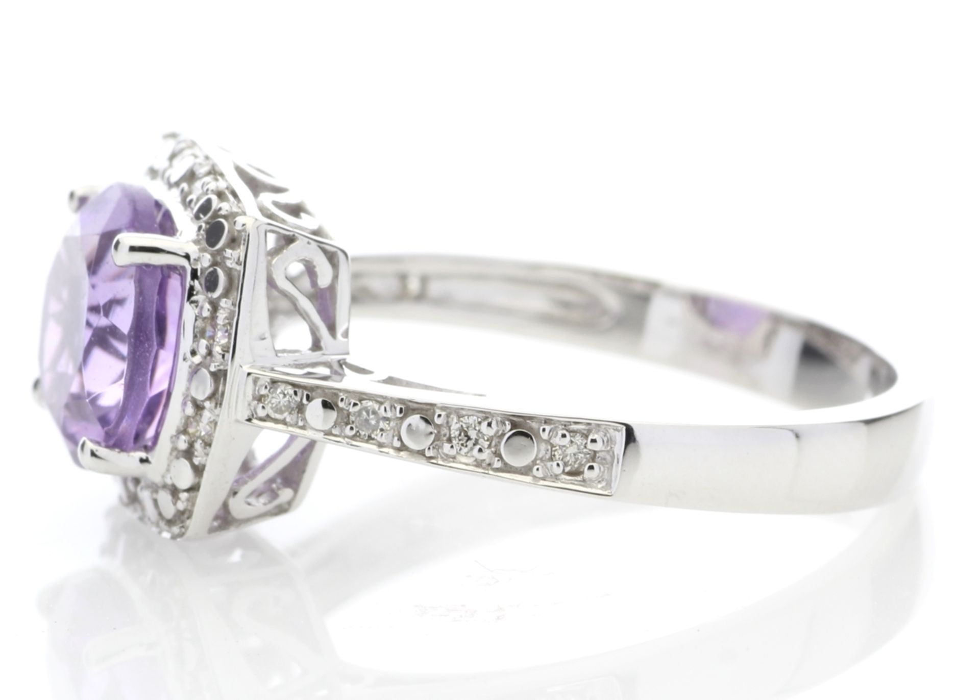 9ct White Gold Amethyst Diamond Ring - Valued By IDI £2,725.00 - This exquisite piece, comes with - Image 3 of 6