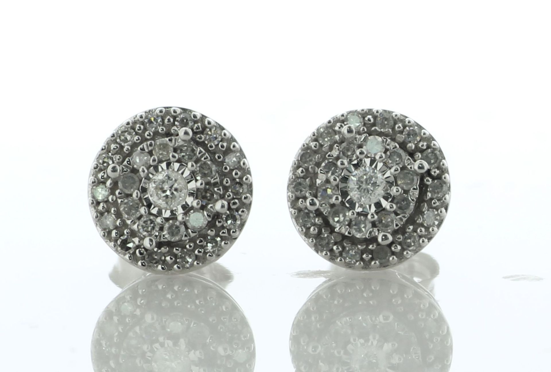 14ct White Gold Diamond Round Cluster Stud Earring 0.25 Carats - Valued By IDI £1,457.00 - One round - Image 2 of 5