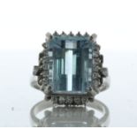 Platinum Cluster Diamond And Emerald Aqua Marine Ring (AM7.90) 0.40 Carats - Valued By IDI £11,655.