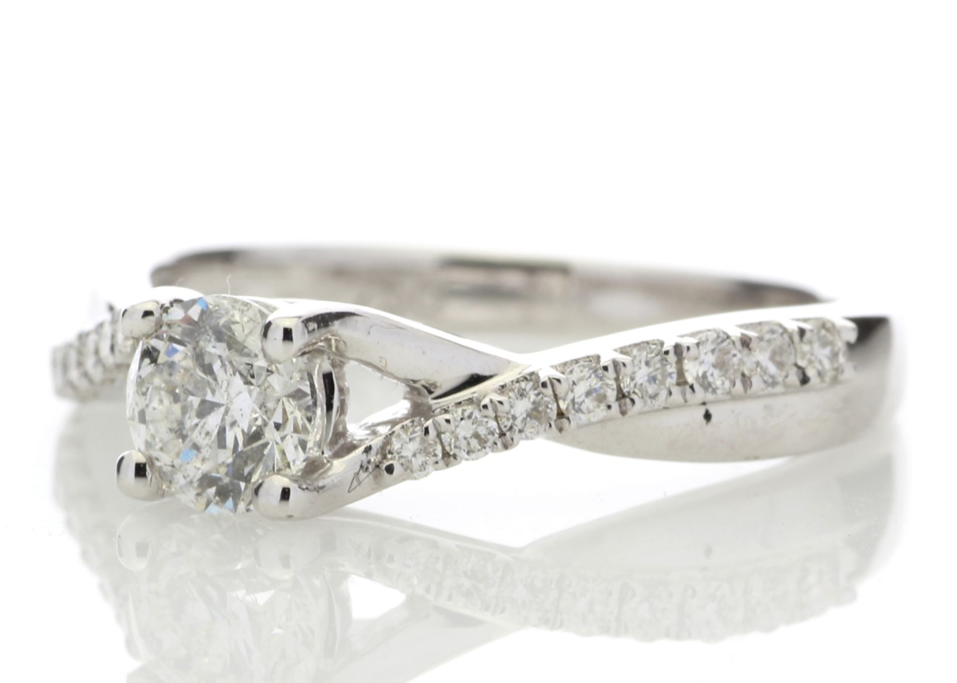 18ct White Gold diamond Ring With Stone Set Shoulders 0.72 Carats - Valued By AGI £7,945.00 - A - Image 4 of 5