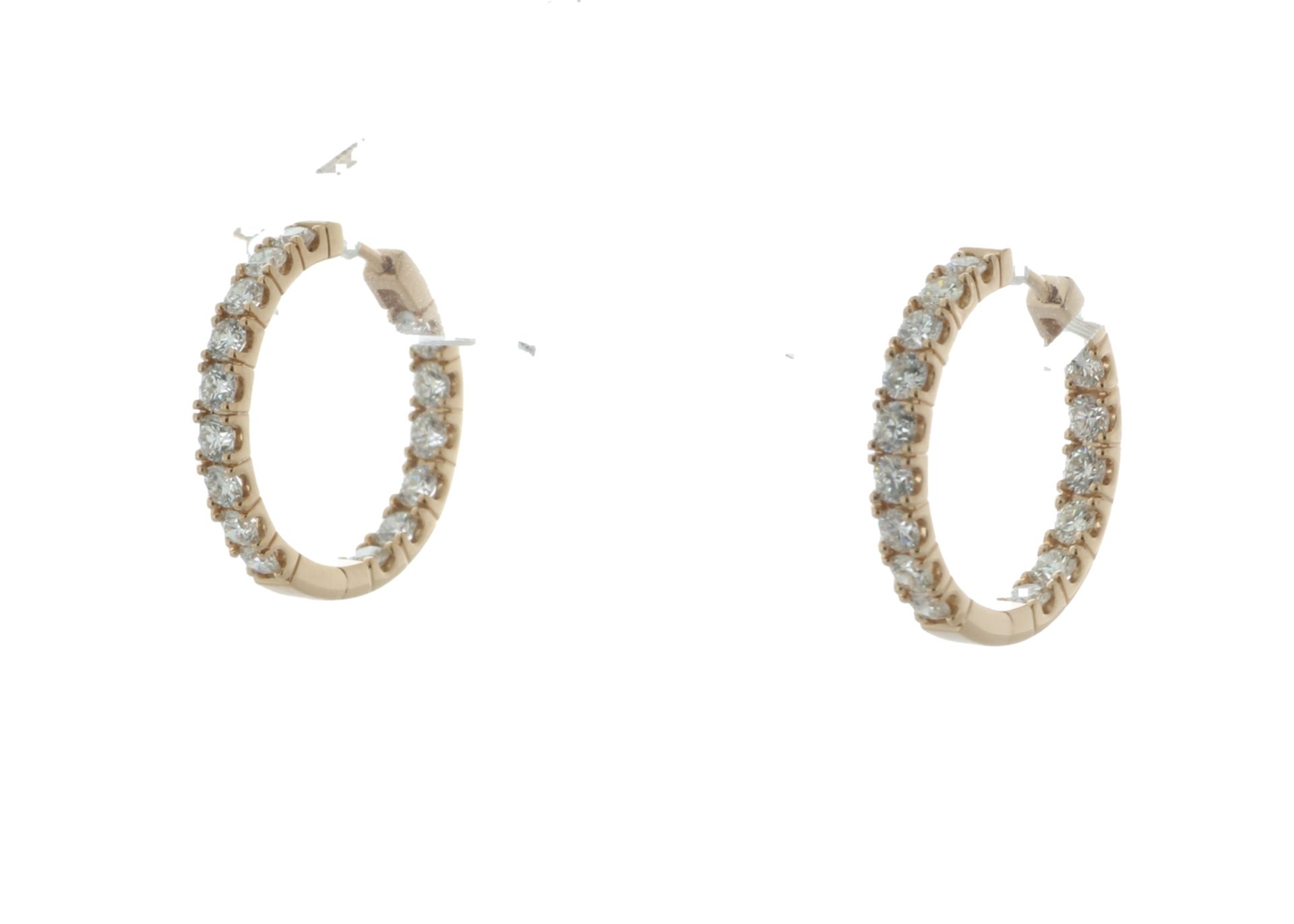 18ct Rose Gold Hoop Diamond Earring 1.58 Carats - Valued By IDI £11,165.00 - Thirty round - Image 2 of 6