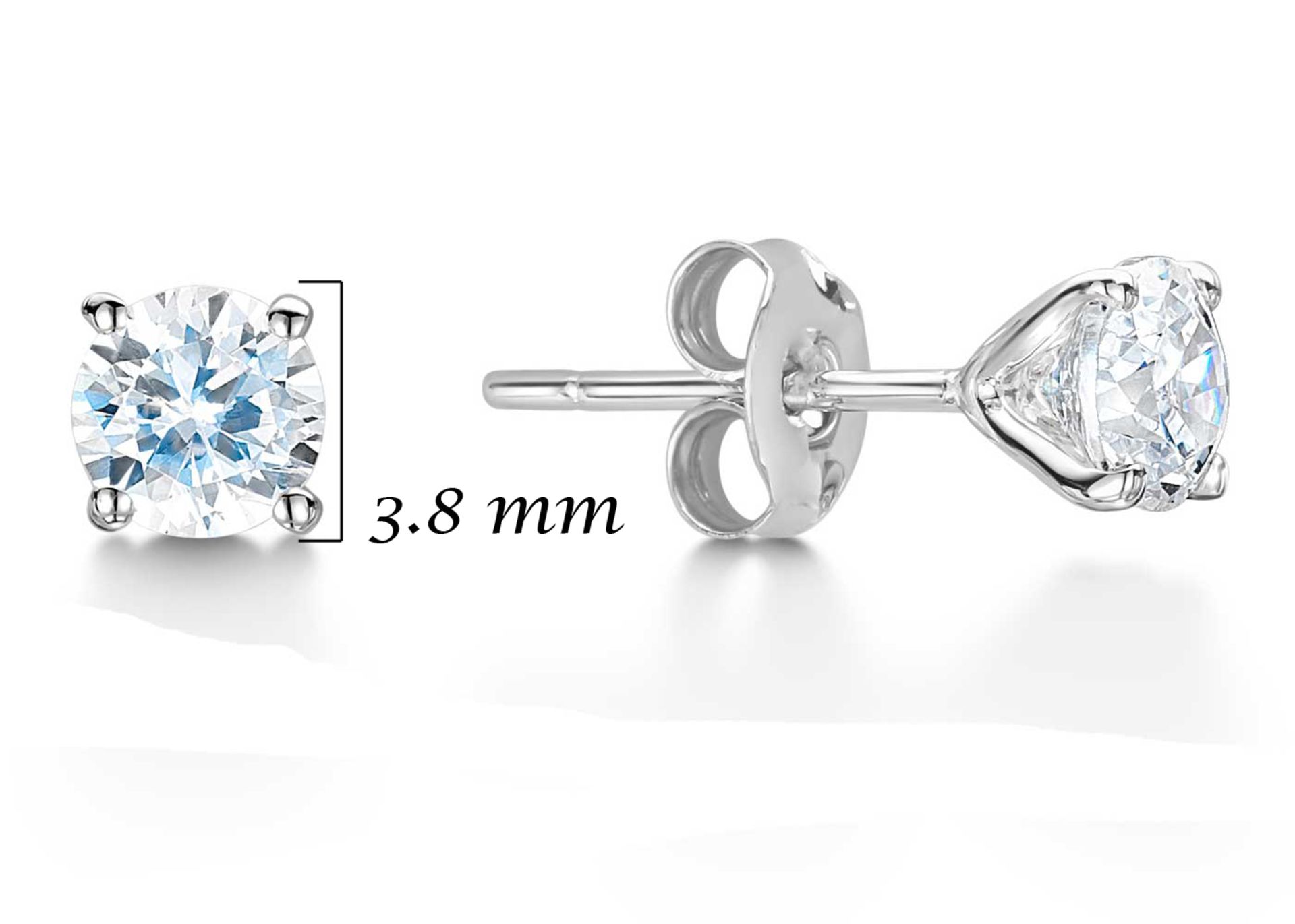9ct White Gold Claw Set Diamond Earrings 0.40 Carats - Valued By IDI £6,700.00 - Two round brilliant - Image 3 of 4