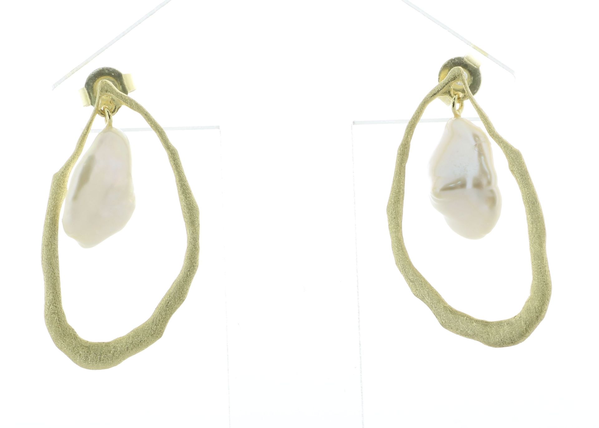 Gold Plated Silver Freshwater Cultured Pearl Earrings - Valued By AGI £315.00 - Gold plated silver