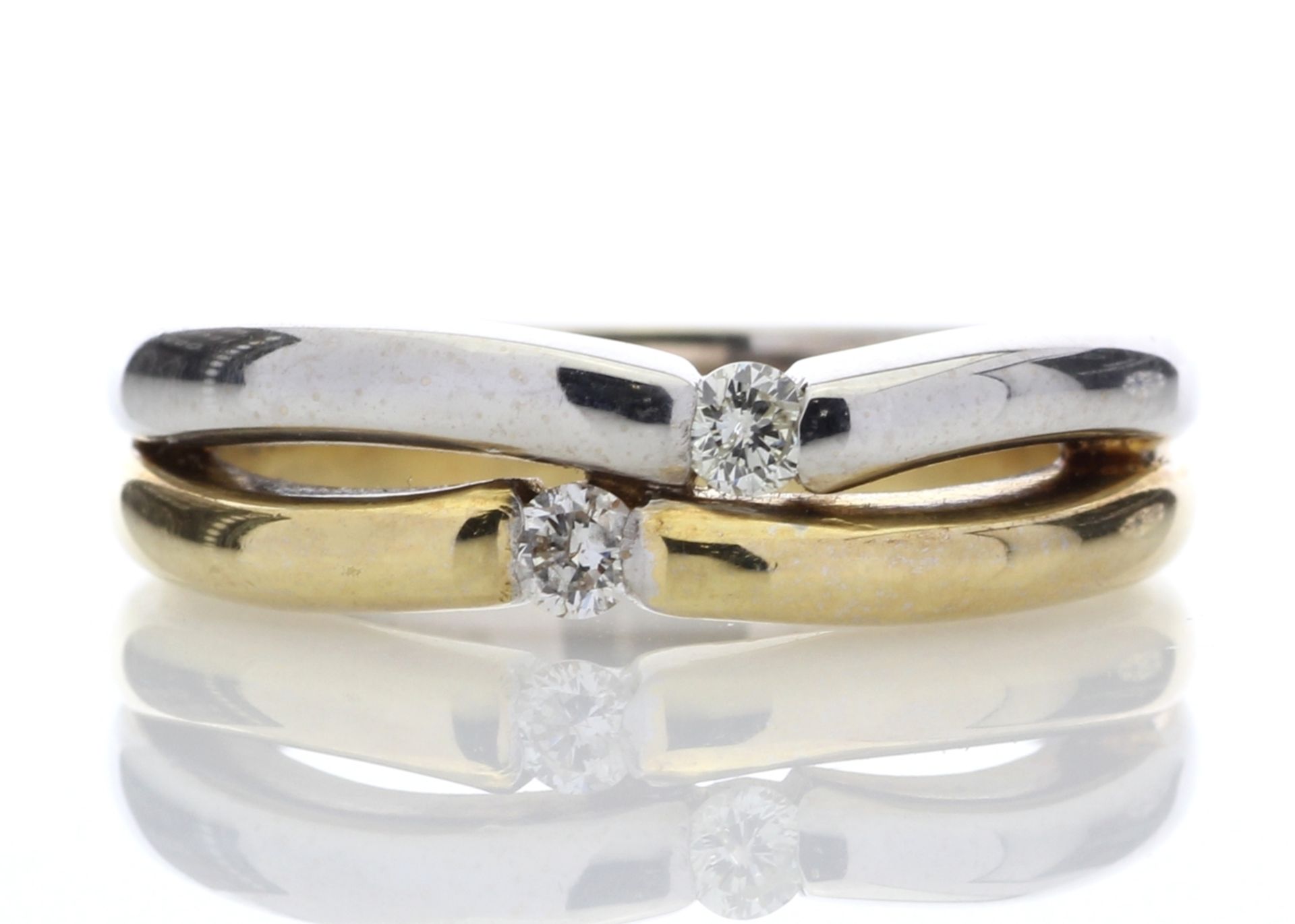 18ct Two Stone Rub Over Set Diamond Ring 0.15 Carats - Valued By AGI £5,230.00 - Two natural round
